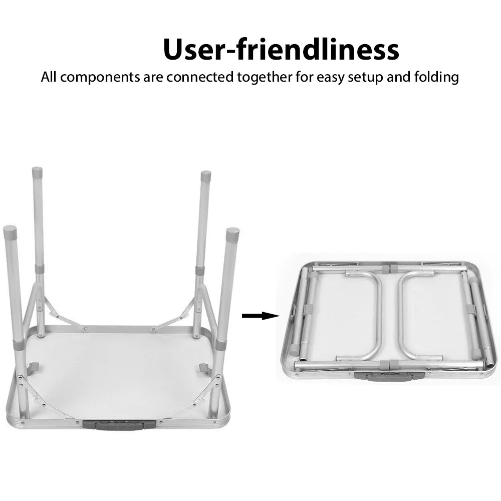 Folding Camping Table Aluminium Portable Picnic Outdoor Foldable Desk with Adjustable Leg