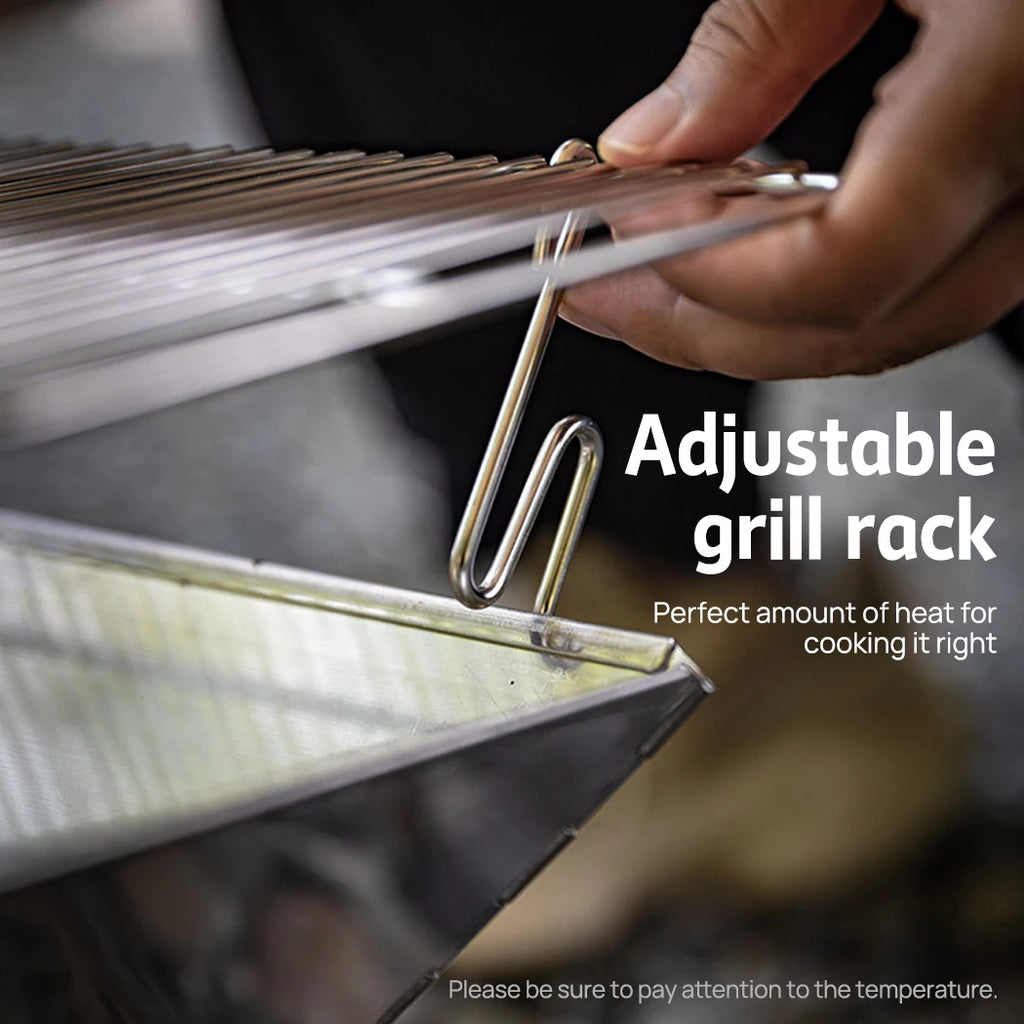 PORIYA Fire Pit BBQ Grill Camping Outdoor Portable Stainless Steel Stove 2 IN 1