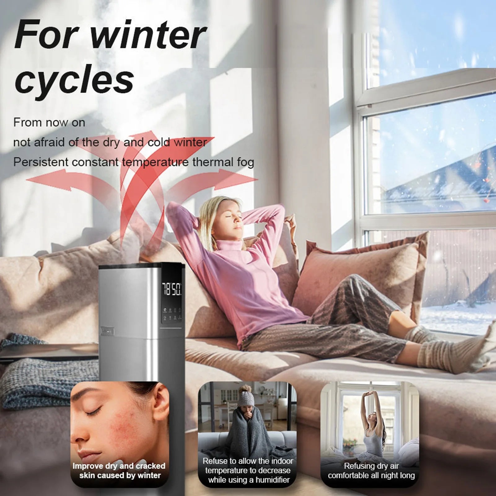 Humidifier Top Fill 13L Cool Mist Humidifier Remote Button Control Safety Lock Ultra Quiet with UV Function for Office