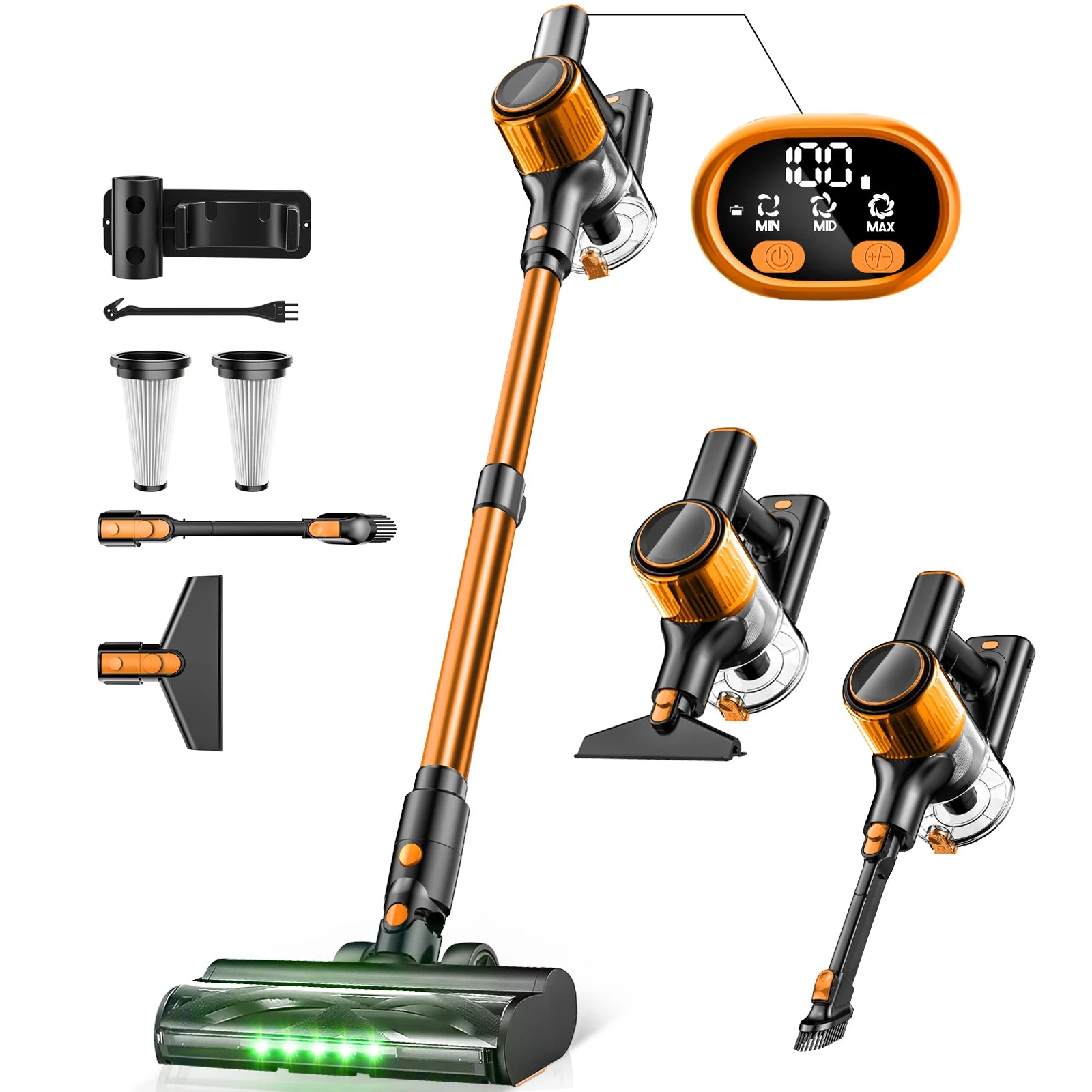 Cordless Vacuum Cleaner, 55Kpa 8 in 1 45Mins Rechargeable 3 Modes Suction Lightweight Vacuum for Pet Hair/Carpet/Hard Floor