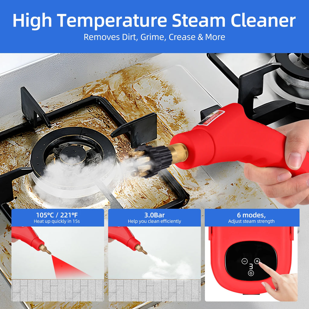 2500W High Pressure Steam Cleaner High Temperature Pressurized Steam Cleaning Machine 1100ml 3 Bar Handheld Steam Cleaners