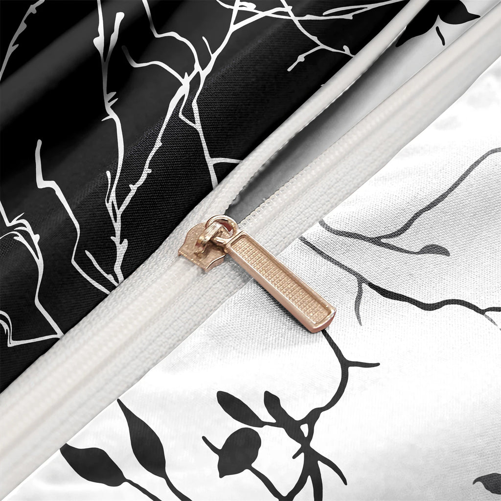 3Pcs Black White Branch Duvet Cover Set,Minimalist Leaf Bedding,Soft Microfiber Quilt Cover,Modern Bedroom Decor,AU/Local Stock
