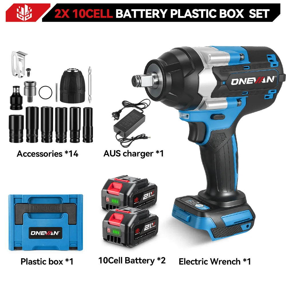 ONEVAN 1800N.M Torque Brushless Electric Impact Wrench 1/2 inch Cordless Drill Car Repair Power Tool For Makita 18V Battery Pin