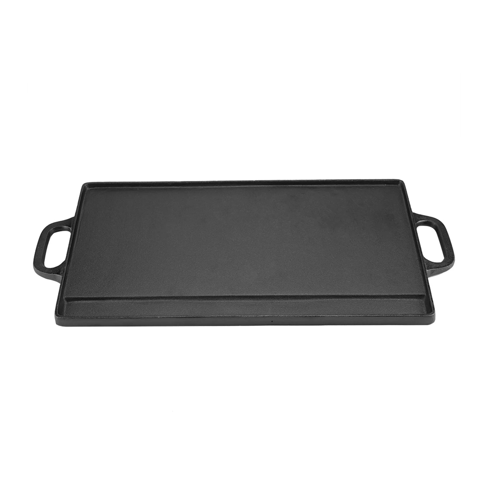 Non-Stick Cast Iron Grill Griddle Pan Ridged and Flat Double Sided Baking Cooking Tray Bakeware 19.9*9.3*0.6in