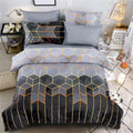 3Pcs Duvet Cover Set,Modern Geometric Hexagon Bedding Set, Soft Microfiber Gradient Gray Gold Quilt Cover,AU Local Stock