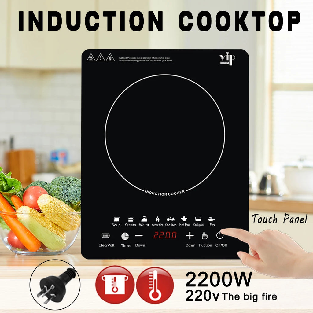 2200W Electric Induction Cooktop Portable Ceramic Glass Cook Top Kitchen Cooker