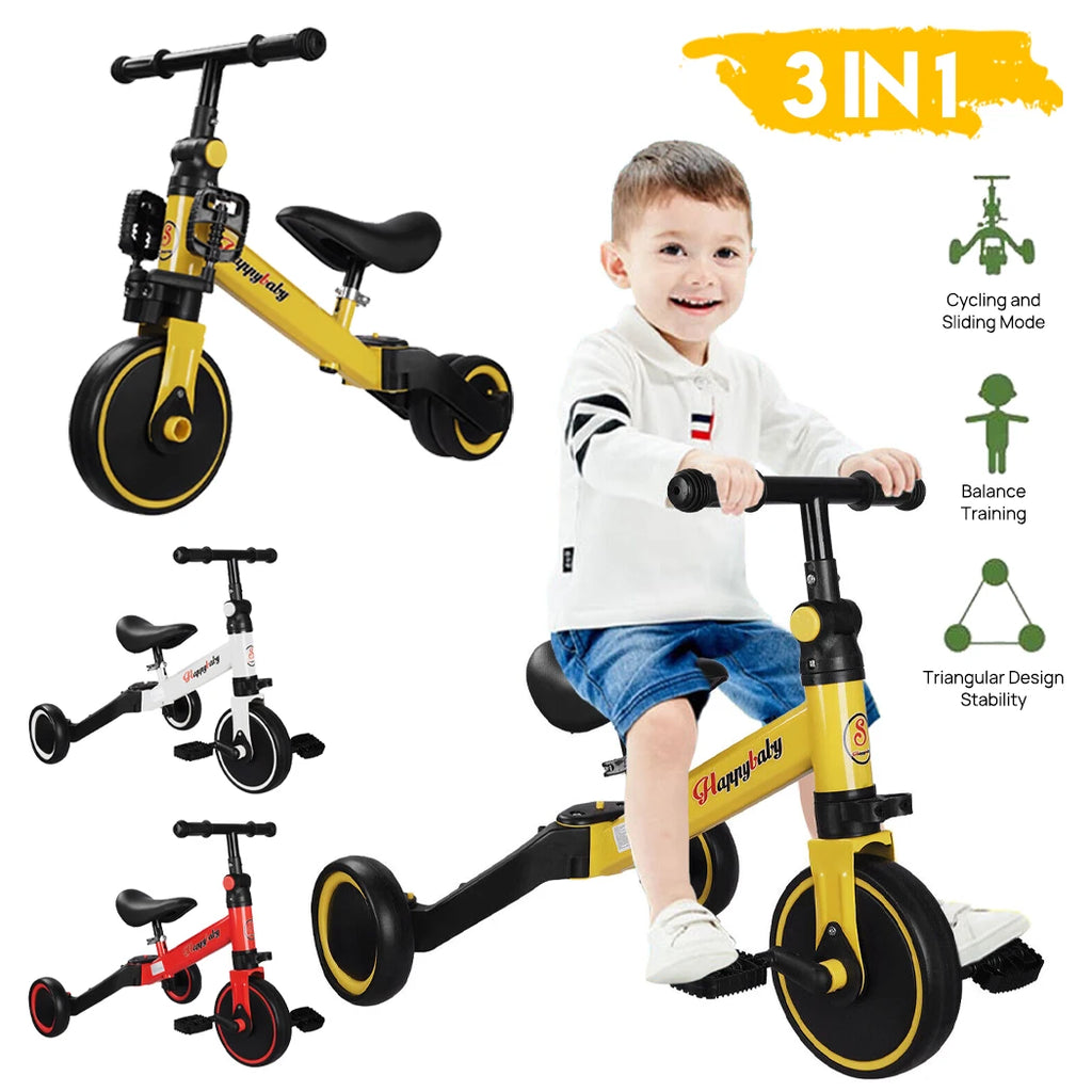 3 in1 Toddler Kid Ride on Toy Balance Bike Scooter Tricycle 1.5-4 Years Push Car