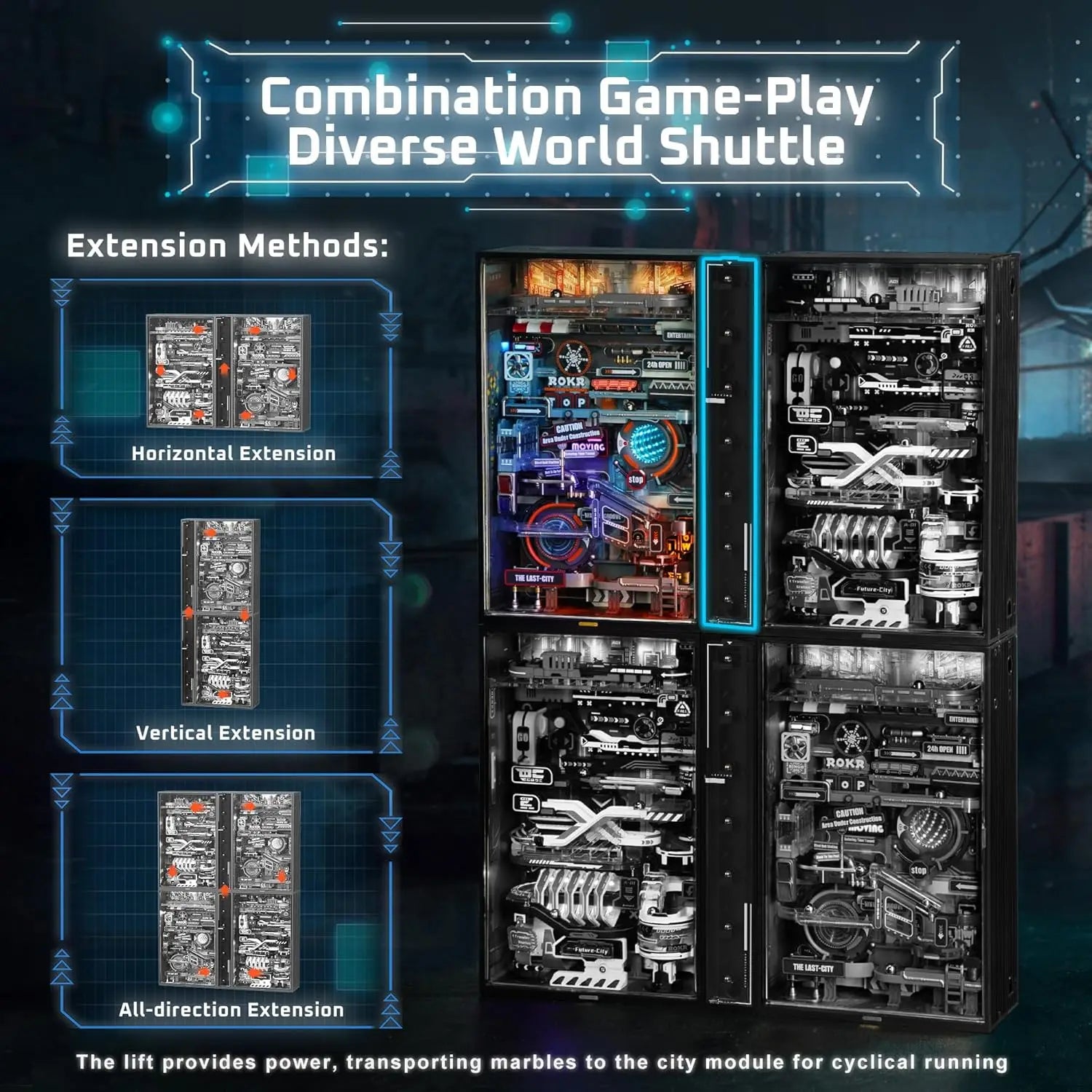 Robotime Rokr The Last City Futuristic Marble Run Parallel World Building Toy Set 130pcs Brain Teaser DIY Hobbies for Men Boys