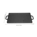 Non-Stick Cast Iron Grill Griddle Pan Ridged and Flat Double Sided Baking Cooking Tray Bakeware 19.9*9.3*0.6in