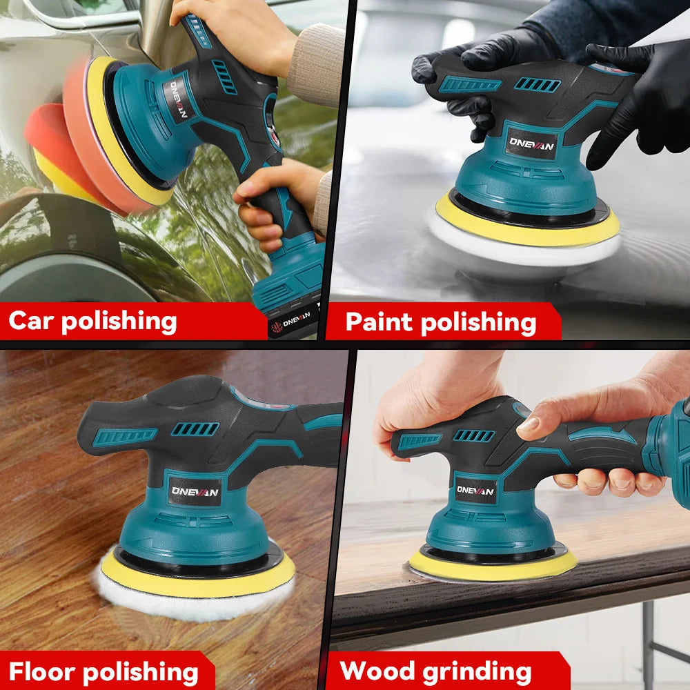 ONEVAN 8 Gears Cordless Electric Car Polisher Waxing&Sanding Wood Grinding Polishing Power Tool For Makita 18V Battery Pin