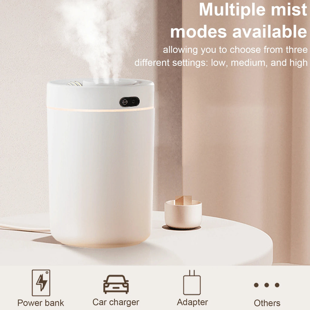 3L Electric Aroma Diffuser USB Rechargeable Mute Water Supplement Humidifier LED Portable Ultrasonic Sprayer for Bedroom Desktop
