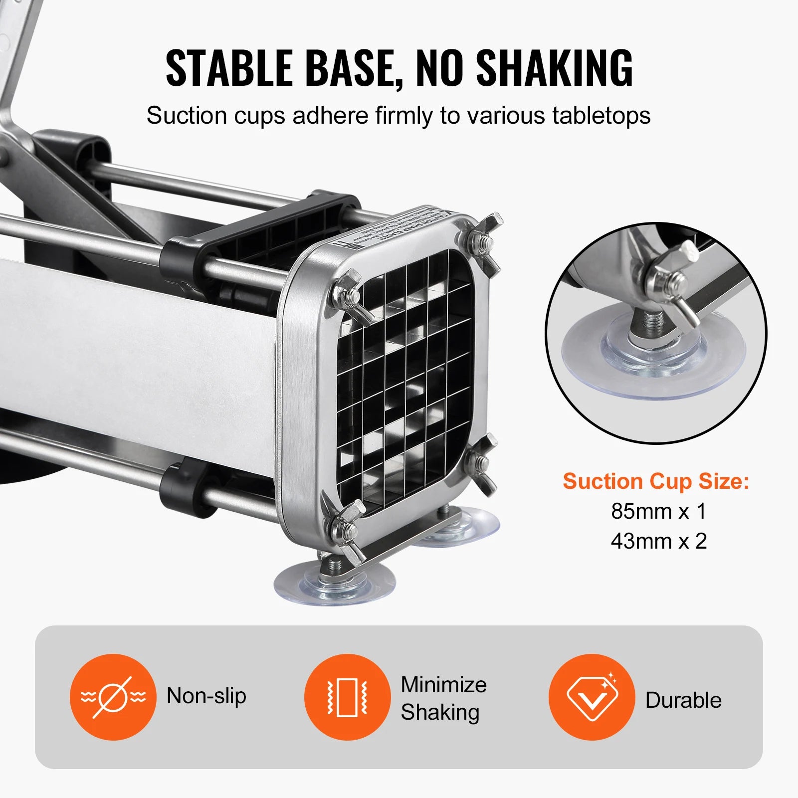 SucceBuy French Fry Cutter Potato Slicer 1/2 3/8 1/4In Stainless Steel Blades for Potato French Fries Cucumber Vegetables Carrot