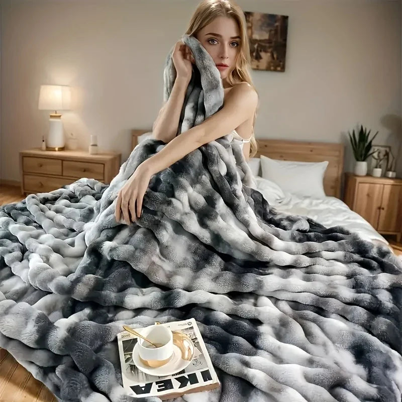 [Cozy|Faux Rabbit] Soft, Warm, 1pc Cozy Faux Rabbit Fleece Blanket | Throw for Bedroom, Guest Room, Living Room 2KG