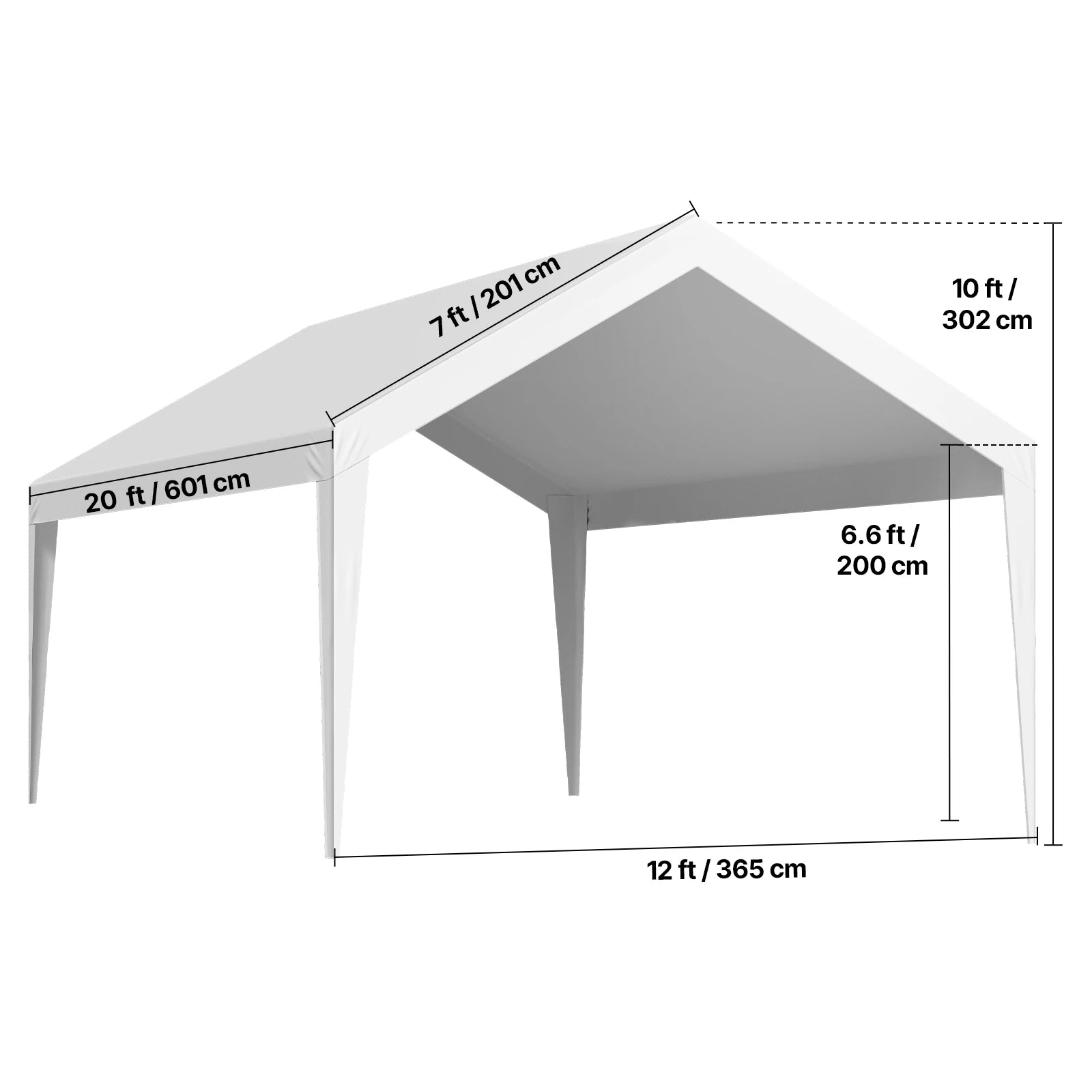 SucceBuy Carport Replacement Canopy Potable Garage Tent Top Tarp with Sidewalls UV-Resistant Car Shelter Tarp with Ball Buggees