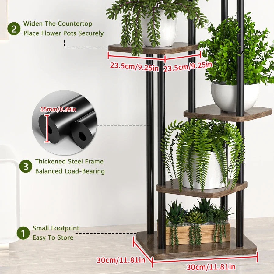 Plant Stand - All-Season Outdoor Flower Shelf With Multi-Tier Space-Saving Design For Balcony, Garden & Patio Living Room