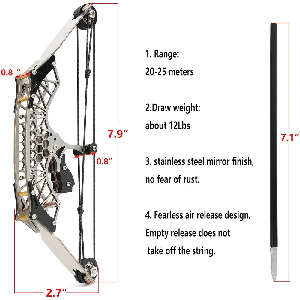 7.9" Archery Compound Bow and Arrow Set - RH/LH Training Bow for Outdoor Hunting Shooting, Ideal Archery Gift