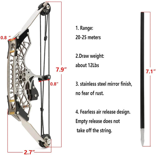 7.9" Archery Compound Bow and Arrow Set - RH/LH Training Bow for Outdoor Hunting Shooting, Ideal Archery Gift