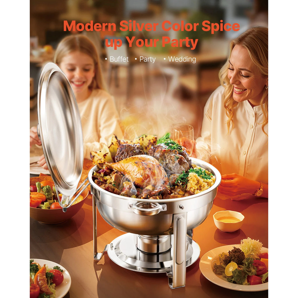 SucceBuy 4Pack Chafing Dish Buffet Set Stainless Steel Chafer w/4 Full Size Pan Round Catering Warmer Server for Party Banquets