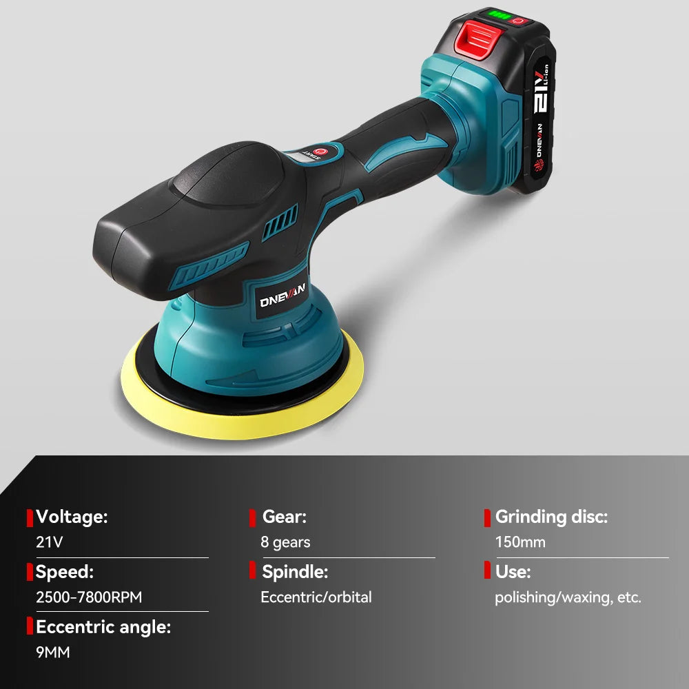 ONEVAN 8 Gears Cordless Electric Car Polisher Waxing&Sanding Wood Grinding Polishing Power Tool For Makita 18V Battery Pin
