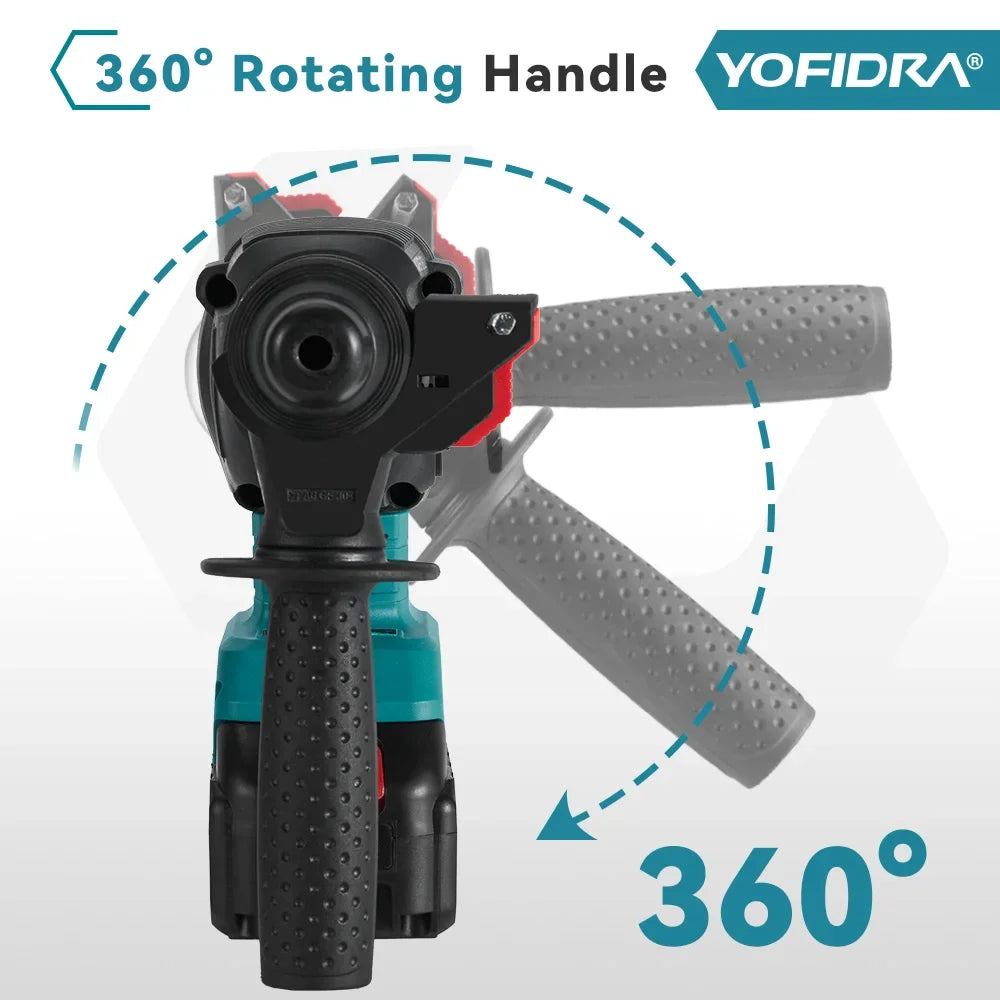 YOFIDRA Brushless Electric Hammer Drill 26MM Multifunctional Cordless Rechargeable Screwdriver Tool For Makita 21V Battery Pin