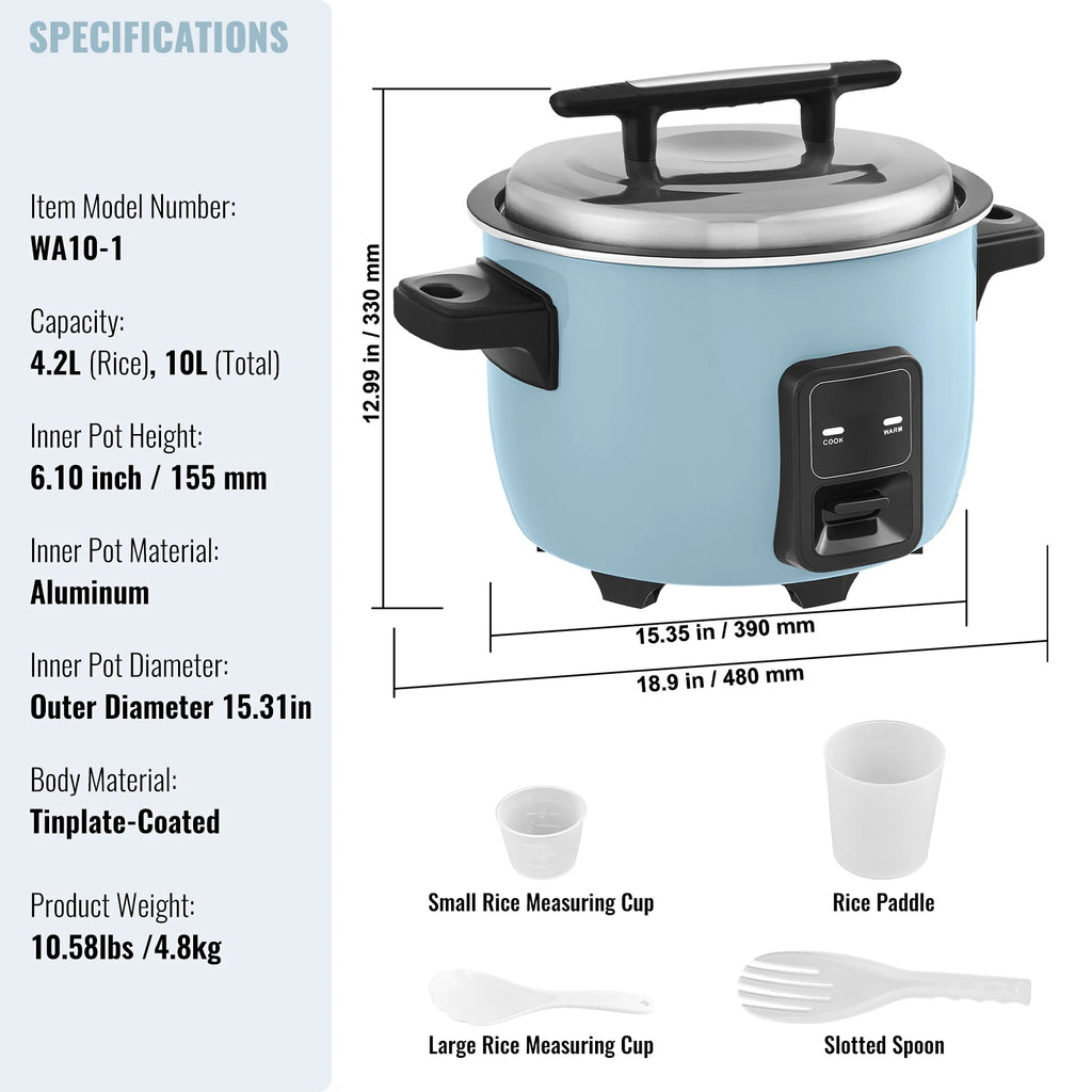 SucceBuy 10L Commercial Rice Cooker with Aluminium Nonstick Inner Pot 24-Hour Keep Warm for Restaurant Buffet
