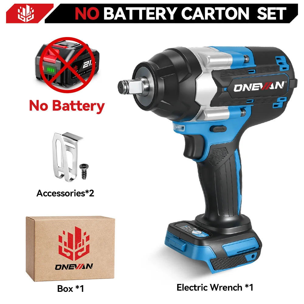 ONEVAN 1800N.M Torque Brushless Electric Impact Wrench 1/2 inch Cordless Drill Car Repair Power Tool For Makita 18V Battery Pin