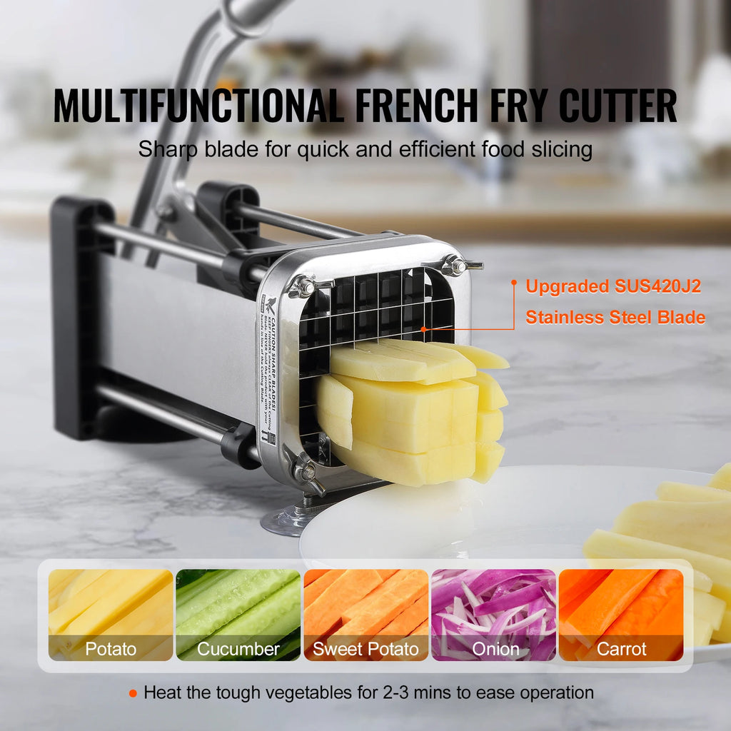 SucceBuy French Fry Cutter Potato Slicer 1/2 3/8 1/4In Stainless Steel Blades for Potato French Fries Cucumber Vegetables Carrot