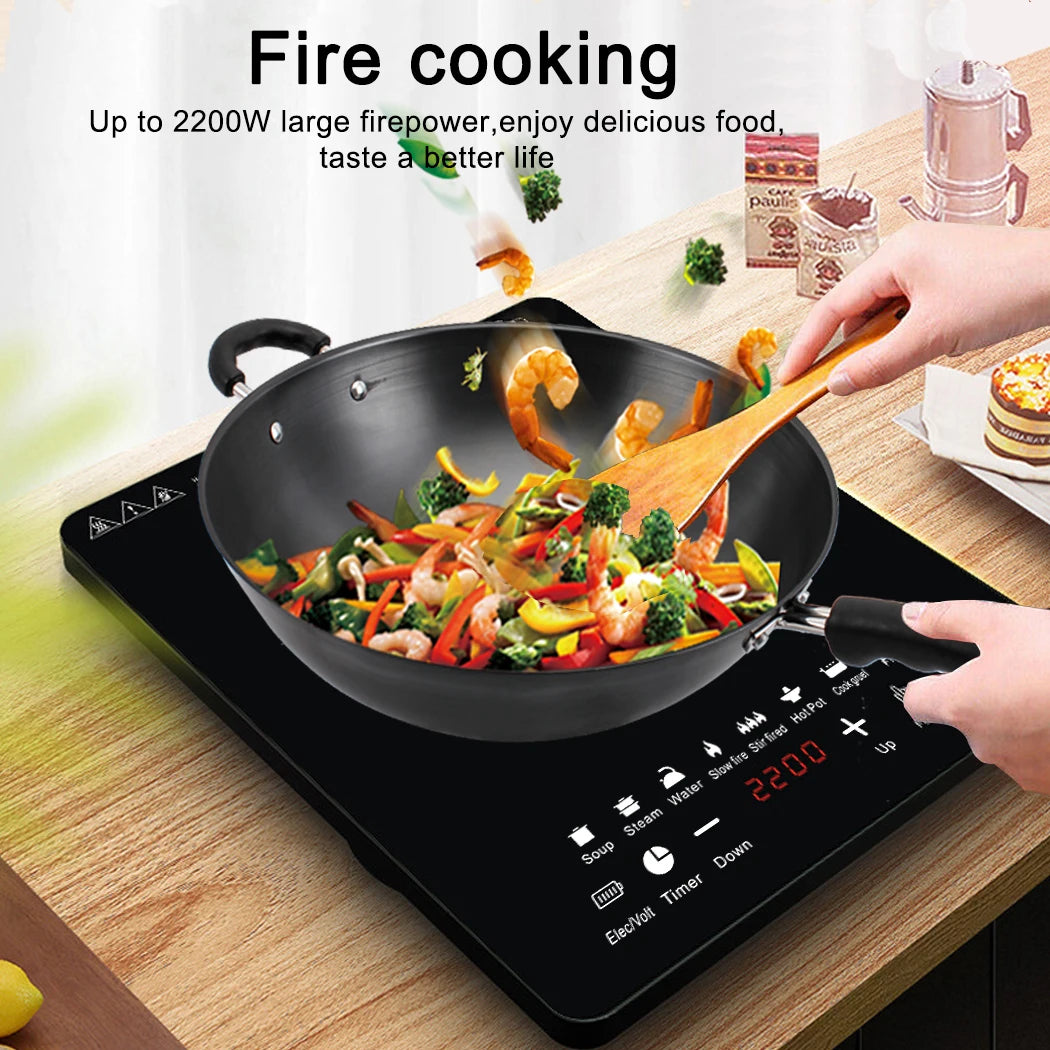 2200W Electric Induction Cooktop Portable Ceramic Glass Cook Top Kitchen Cooker