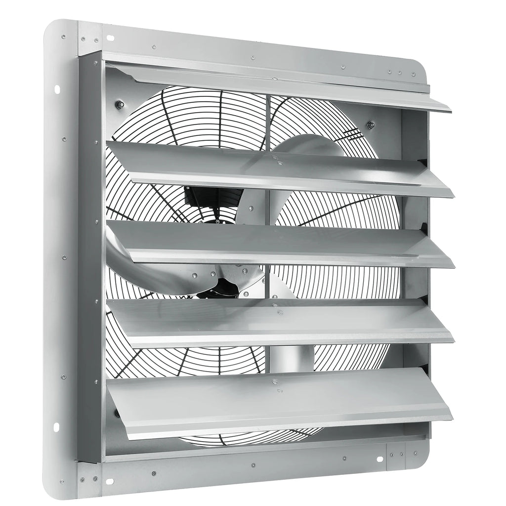 SucceBuy Shutter Exhaust Fan Aluminum Wall Mount Attic Fan w/ AC-motor Ventilation Cooling for Greenhouses Garages Shops FCC