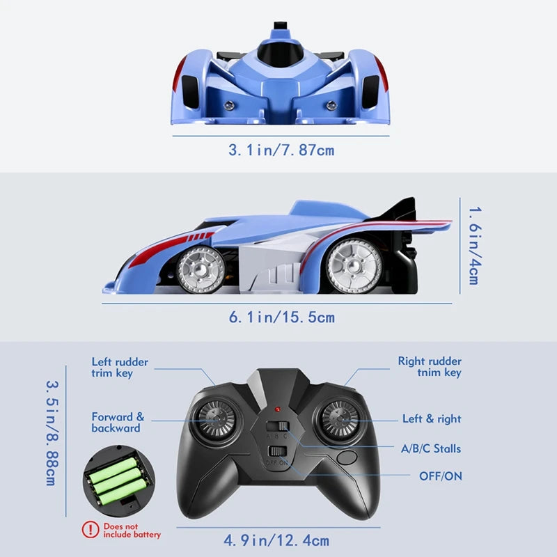 Wall Climbing Remote Control Car With Headlight, Dual Mode 360° Rotating RC Stunt Car Wall  Gift For Kids Birthday