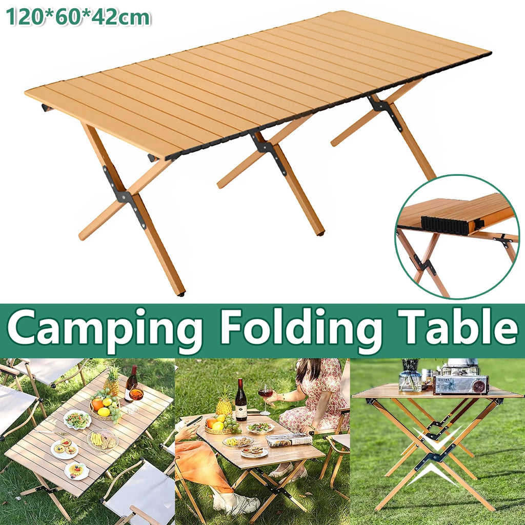 Folding Table Portable Picnic Camping Table Egg Roll Multi Function Outdoor AU