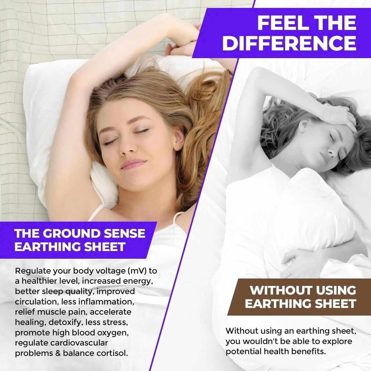 Grounding Sheets, 5% Pure Silver Fiber & 95% Organic Cotton, Grounded Well Bed Sheet, Earthing Conductive Sheet for Better Sleep