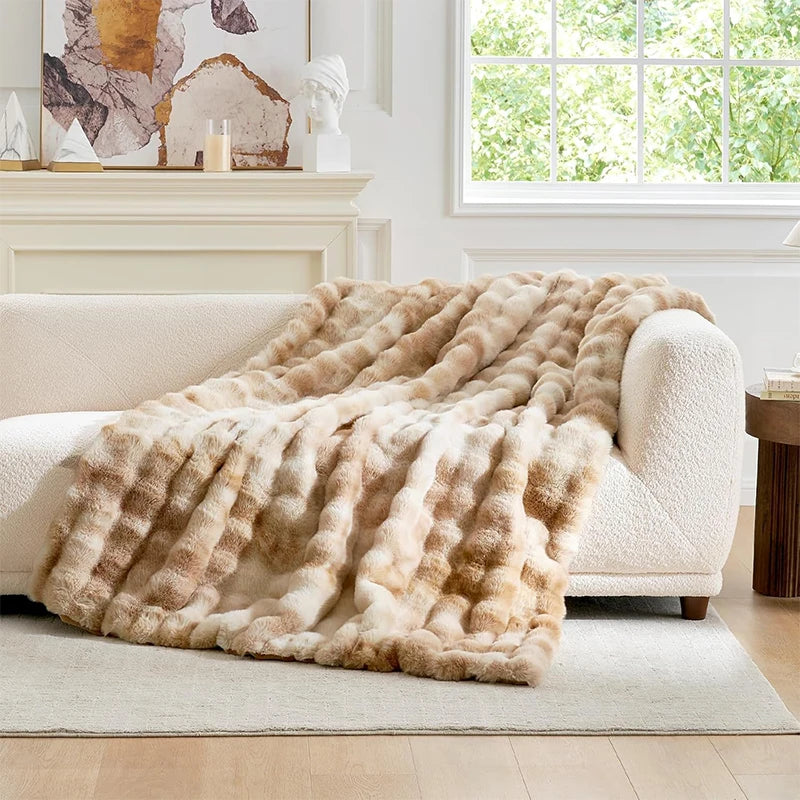 [Cozy|Faux Rabbit] Soft, Warm, 1pc Cozy Faux Rabbit Fleece Blanket | Throw for Bedroom, Guest Room, Living Room 2KG