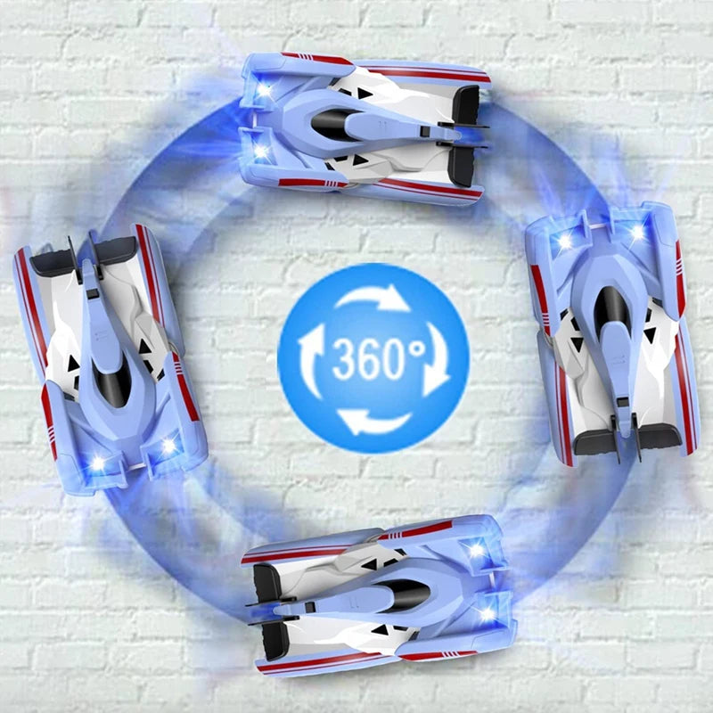 Wall Climbing Remote Control Car With Headlight, Dual Mode 360° Rotating RC Stunt Car Wall  Gift For Kids Birthday