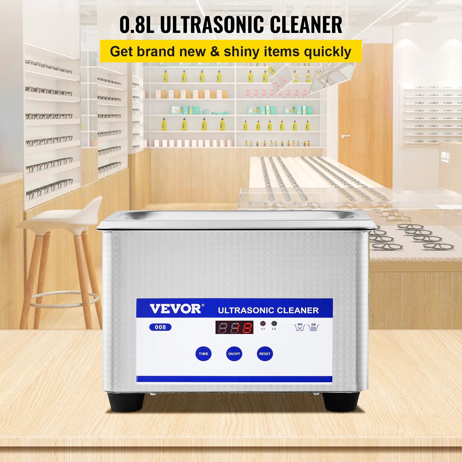 SucceBuy 800ml Ultrasonic Cleaner Portable Cleaning Washing Machine 35W Mini Lave-Dishes Ultrasound Bath Sonic Home  Appliance