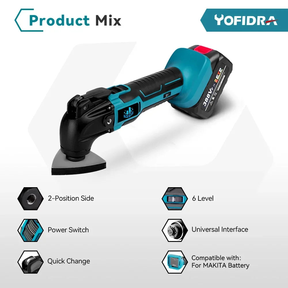 Cordless Oscillating Multi function Tool 6 Gears Adjustable Rechargeable Renovator Trimmer Shovel For Makita 18V Battery Pin