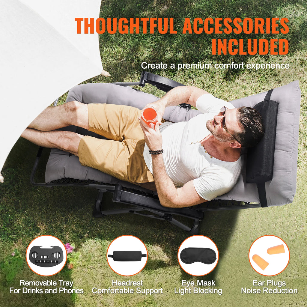 SucceBuy Zero Gravity Chair Zero Gravity Recliner Lounge Chair Adjustable Anti Gravity Chair with Cushion Footrest & Cupholder