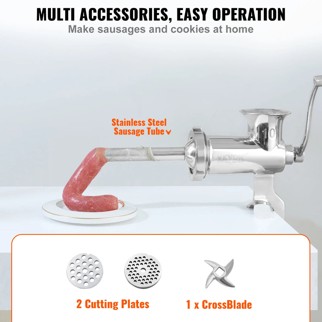 SucceBuy Manual Meat Grinder304Stainless Steel Hand Meat Grinder with Steel Table Clamp Meat Mincer Sausage Maker