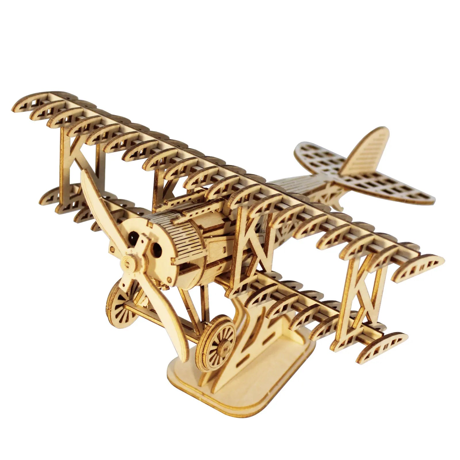 3D Wooden Puzzle Wood DIY Craft  Bi-Plane Model kits Handmade Gifts