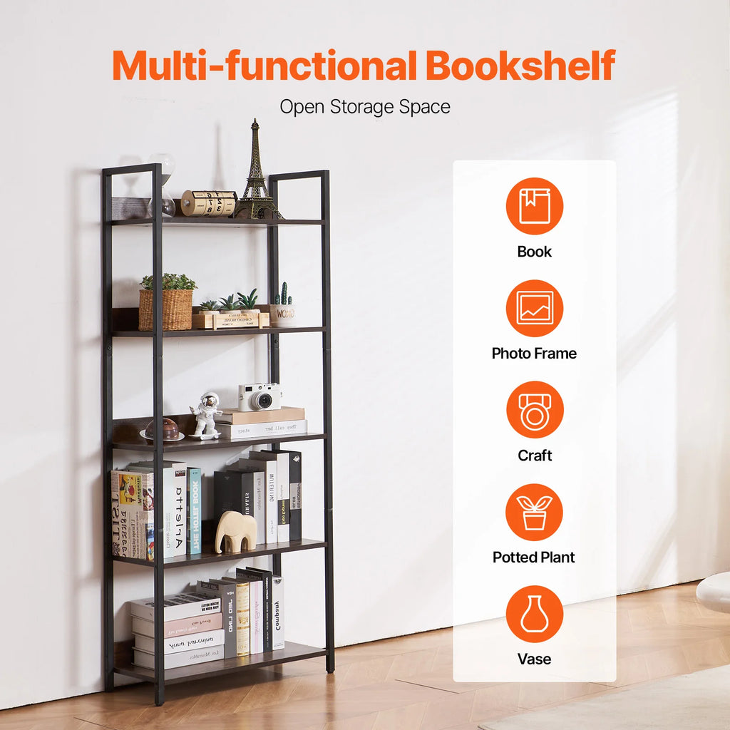 SucceBuy Metal Bookshelf 3-14-Tier Tall Industrial Bookshelf Vintage Display Storage Bookcase with Open Shelves to Home Office
