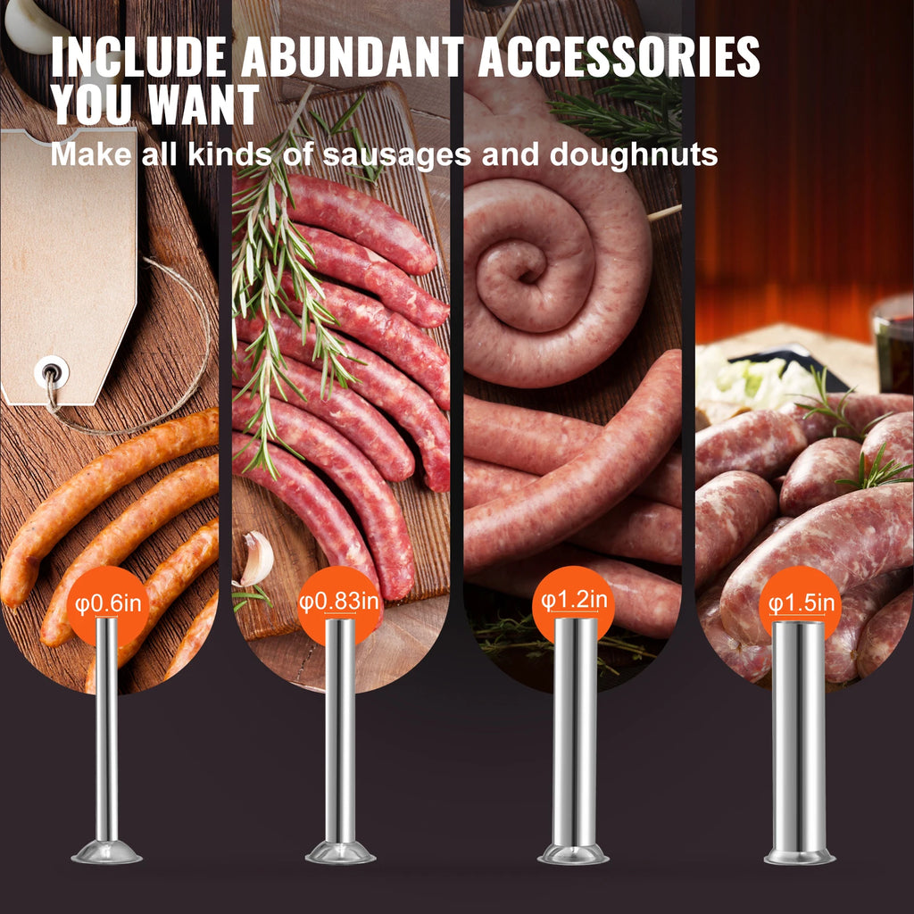 SucceBuy 5L Manual Sausage Stuffer Stainless Steel Making Sausage Vertical Maker with 5 Filling Funnels for Home Commercia