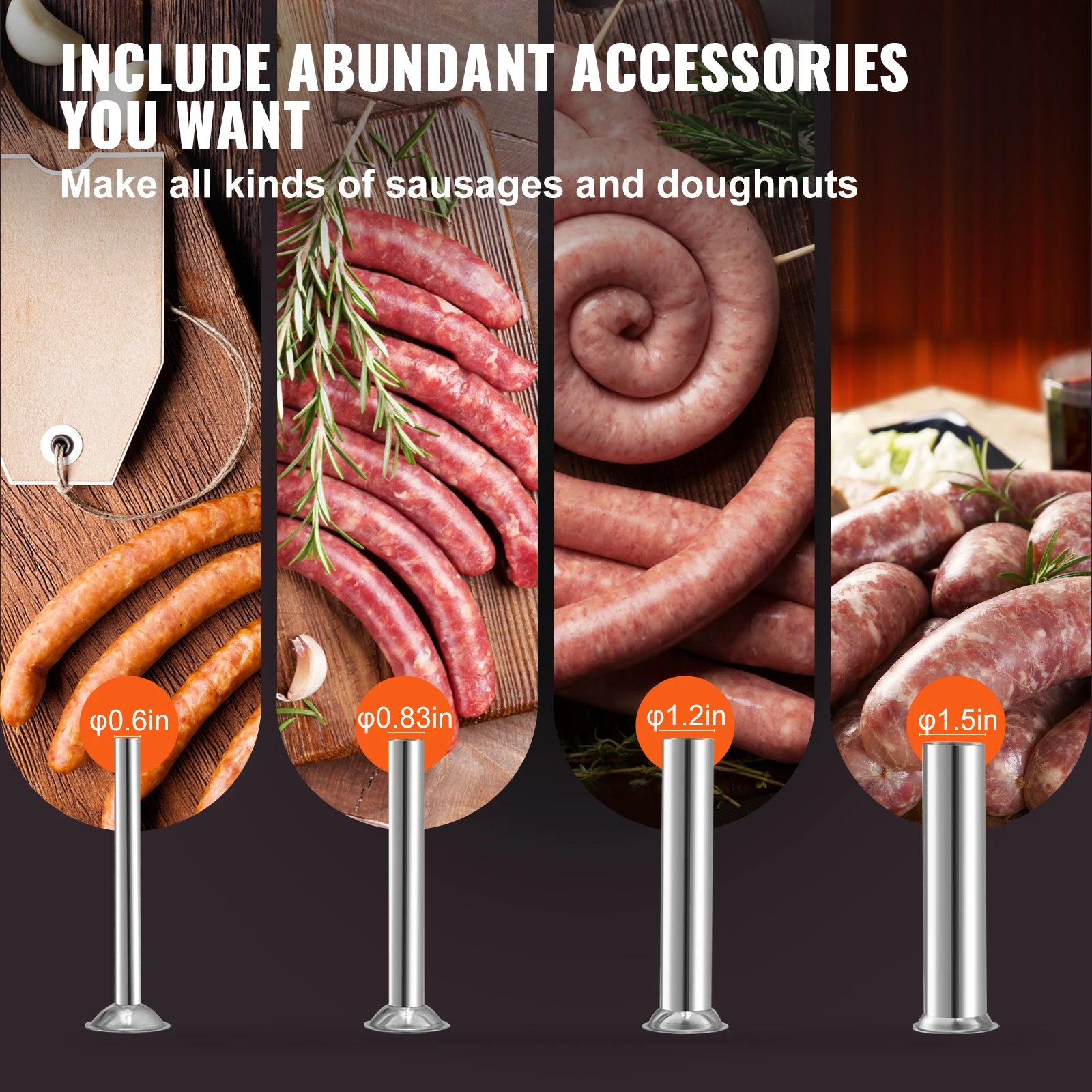 SucceBuy 5L Manual Sausage Stuffer Stainless Steel Making Sausage Vertical Maker with 5 Filling Funnels for Home Commercia