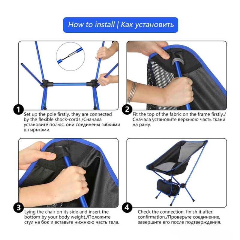 Mini Portable Folding Outdoor Camping Fishing Picnic BBQ Beach Chair Lightweight Seat 3 Colors