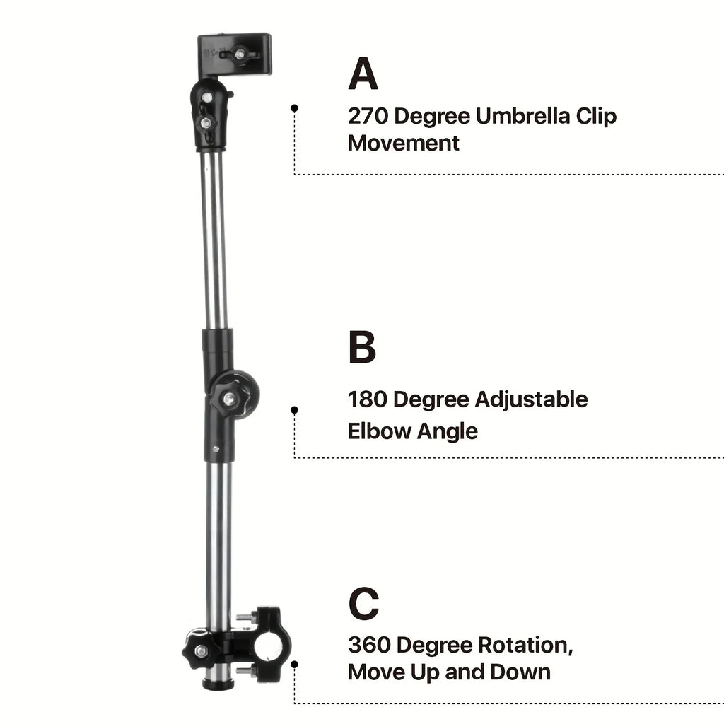 Adjustable Stainless Steel Umbrella Stand for Wheelchairs and Bicycles Rainproof Equipment, Multi-function Umbrella Stand