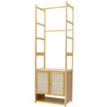 Free Standing Bamboo Clothes Rack Garment Coat Stand Shoe Storage Cabinet Shelf