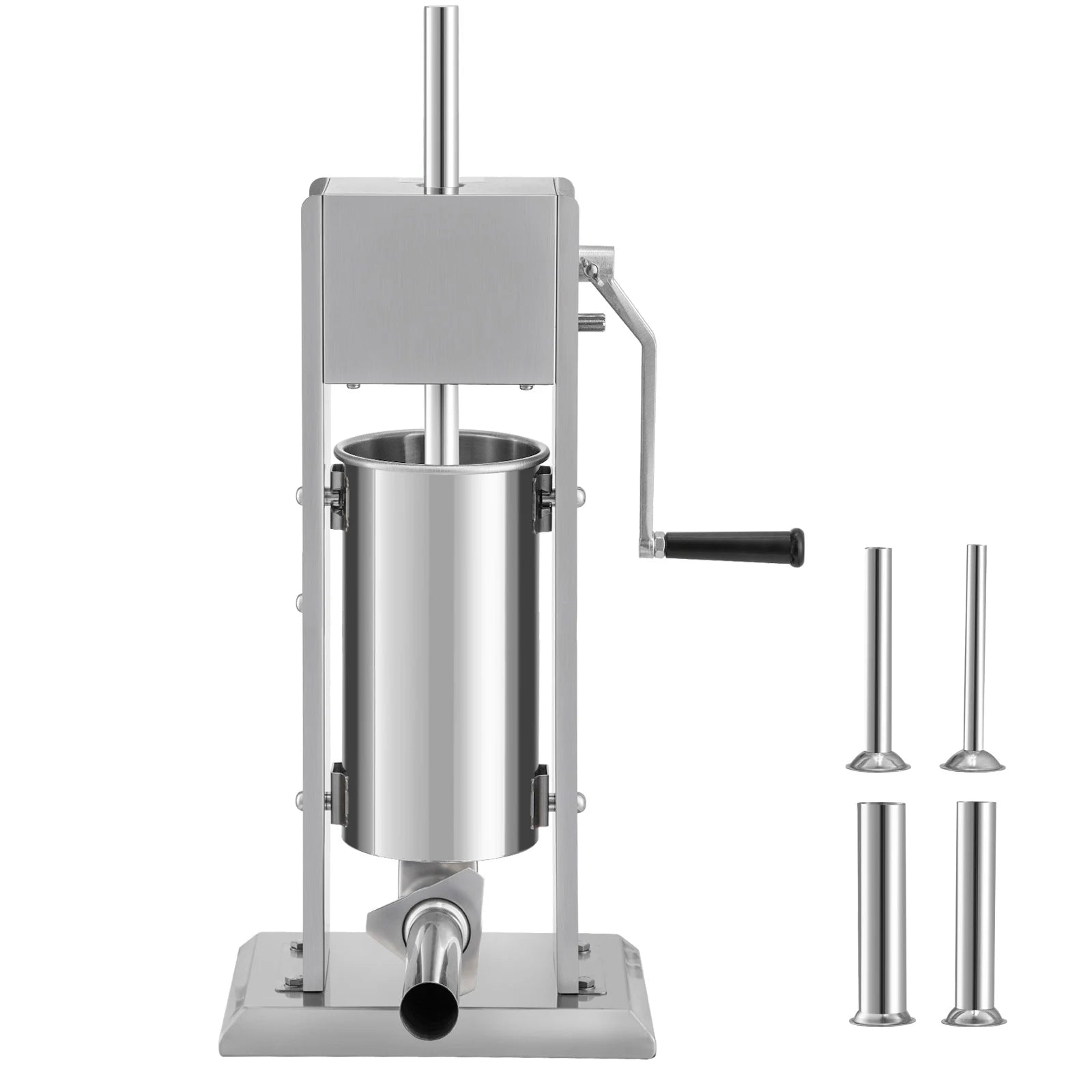 SucceBuy 5L Manual Sausage Stuffer Stainless Steel Making Sausage Vertical Maker with 5 Filling Funnels for Home Commercia