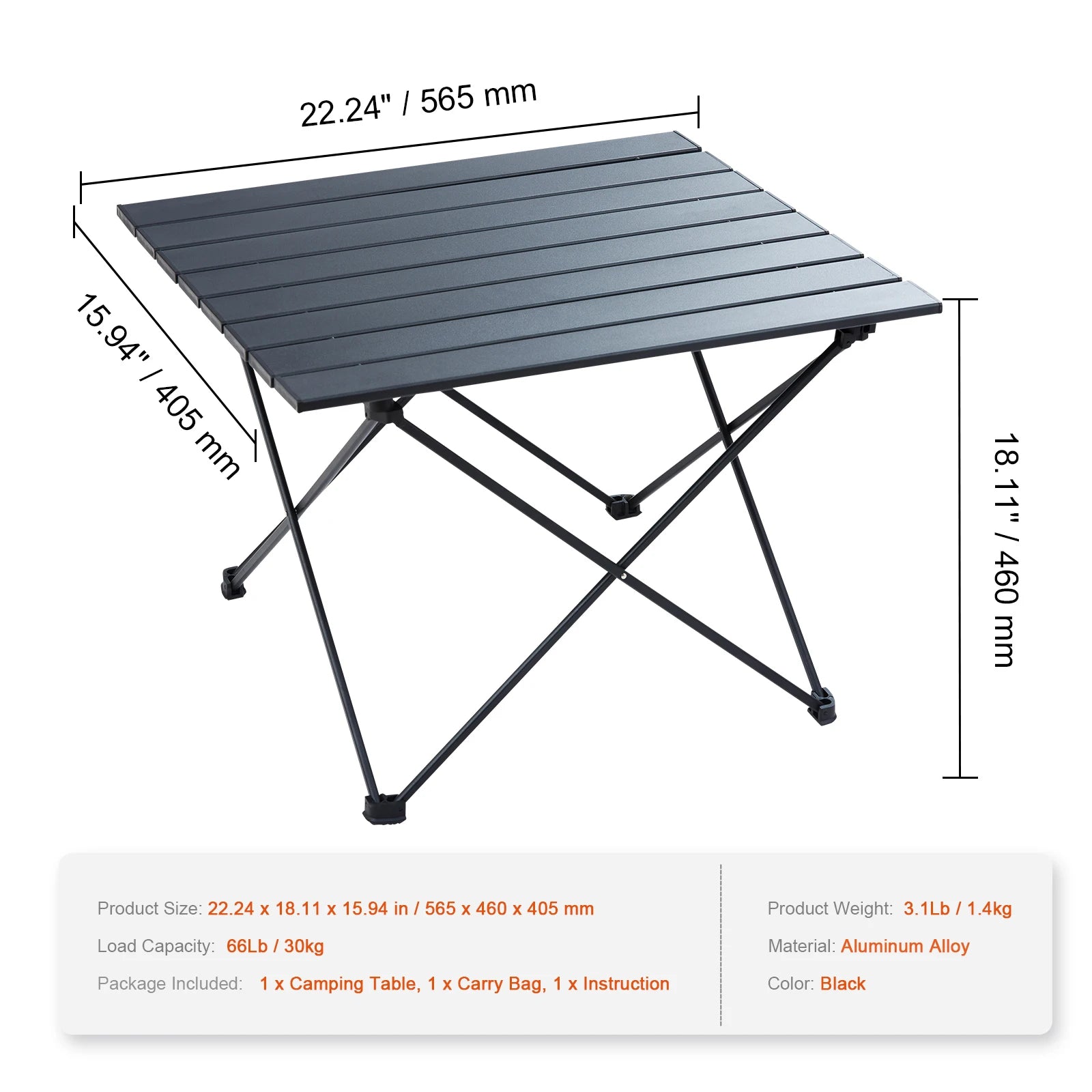 SucceBuy 66 lb Camping Folding Table Picnic BBQ Ultralight Aluminum Folding Beach Table with Carry Bag for Fishing Hiking Picnic