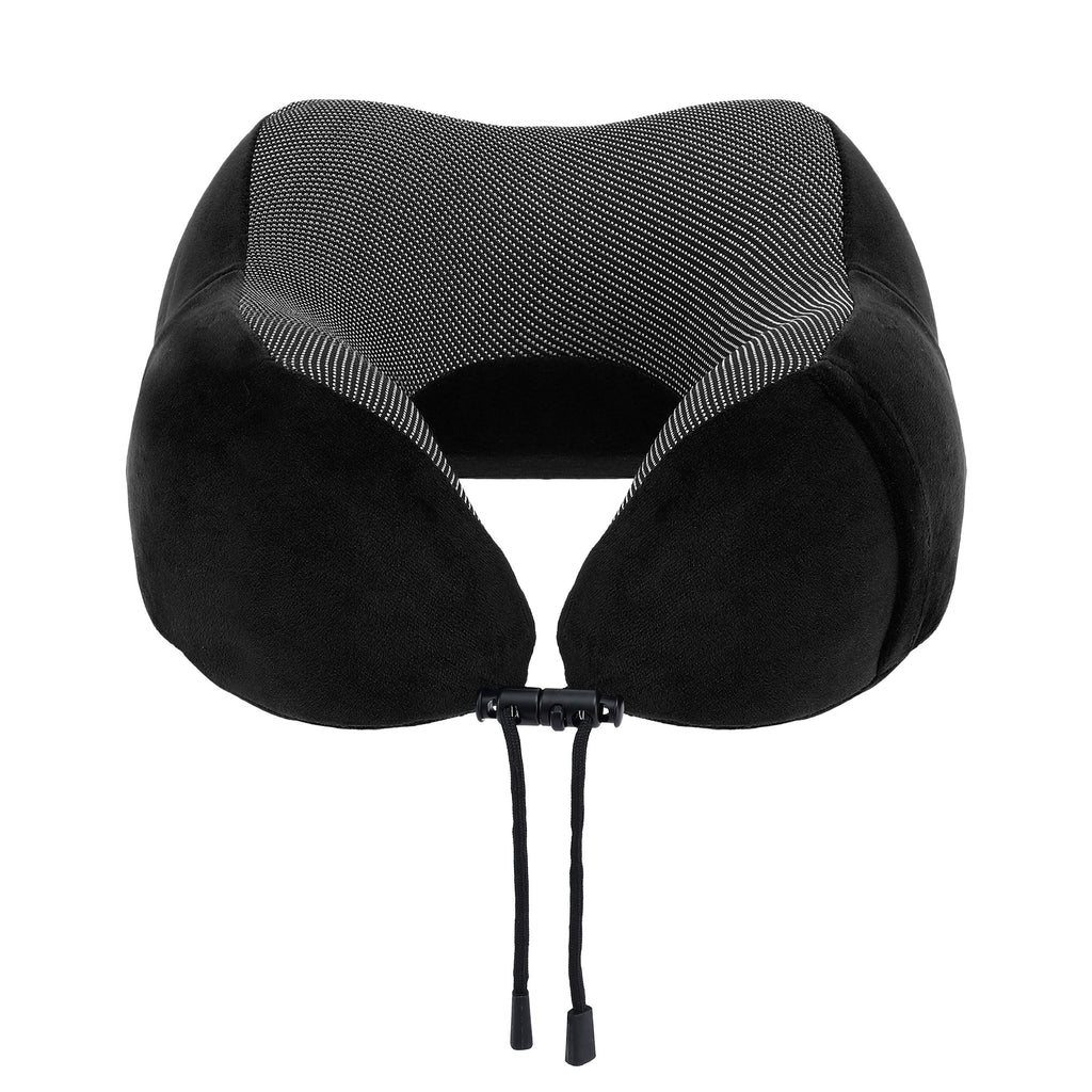 Wanderlite Travel Pillow for Airplanes Memory Foam Neck Pillows for Traveling, Soft & Washable Cover with Storage Bag, Portable Plane Accessories for Airplanes Offices Cars, Black