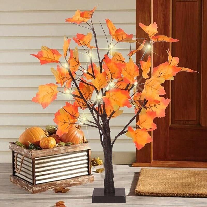 24Led Christmas Tree Lights Maple Twig Fairy Xmas Party Lamp Decorations 60Cm