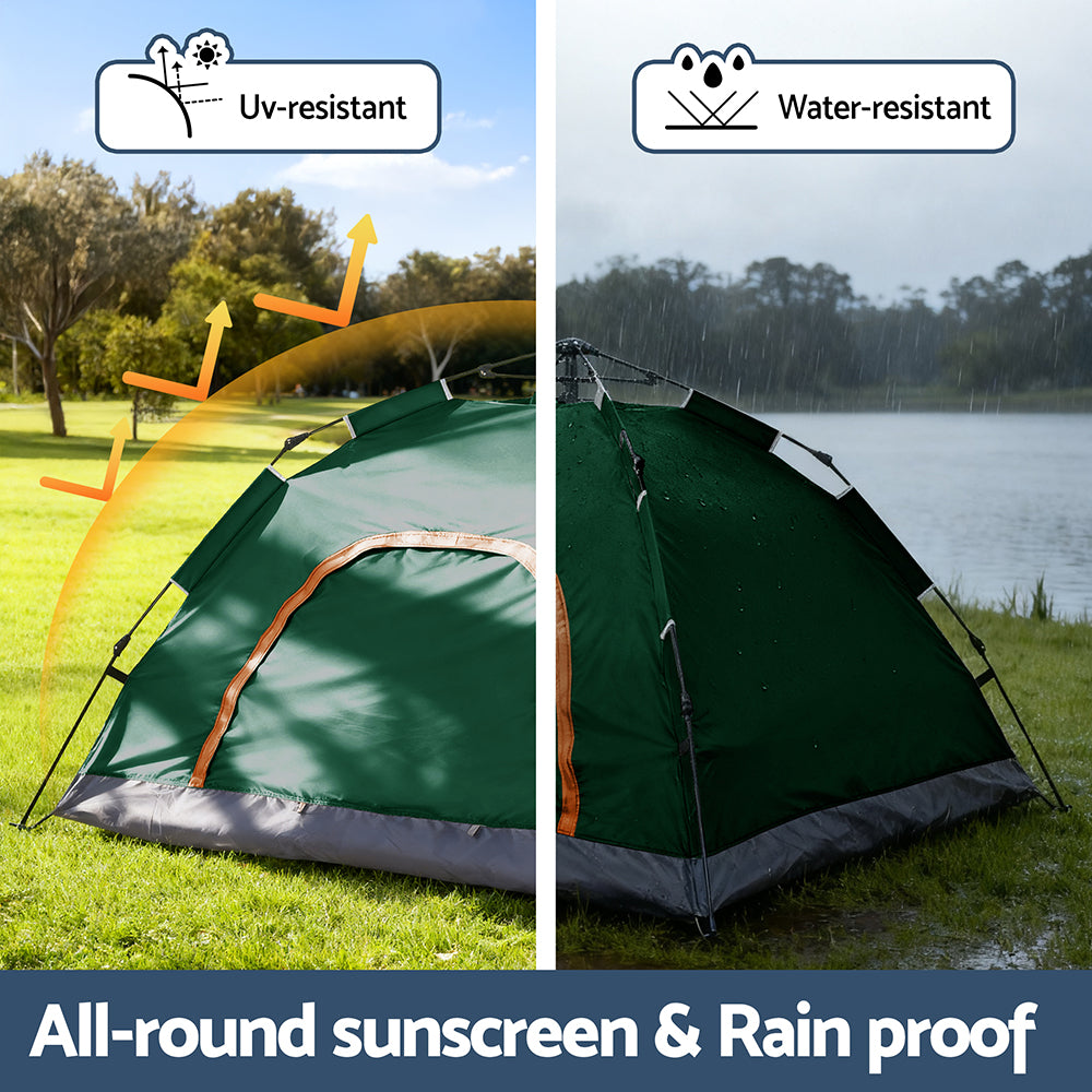 Weisshorn Camping Tent Instant Tent Pop up 2 Person Outdoor Hiking Tents Hiking Green